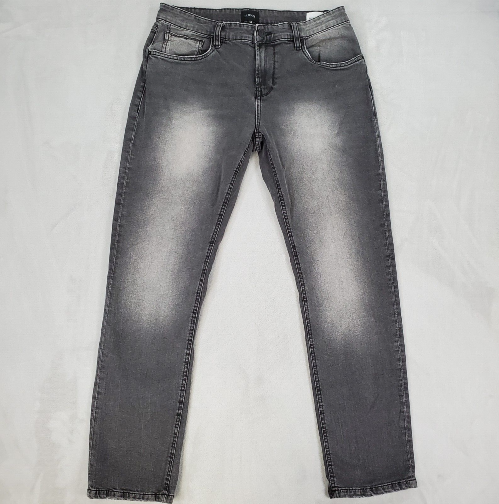 Hudson Jeans Blake Men 34x31 Slim Straight Gray Stretch Distressed Denim Zip Fly
